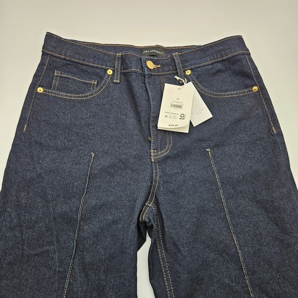 Free Assembly Mens Mid Rise Cropped Wide Leg Cuffed Jeans Dark Wash Blue Size 10 - Picture 3 of 11